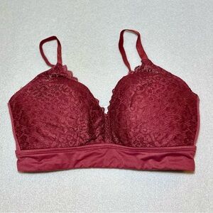 Auden Lightly Lined Lace Bralette in Burgundy sz 1X
